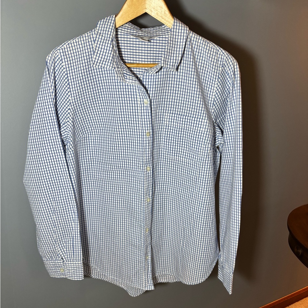 Ladies Large Old Navy Royal Blue and White Check Blouse